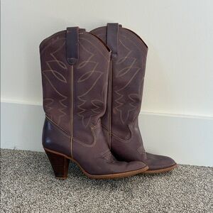 Vintage Women's Plum Leather Western Boots